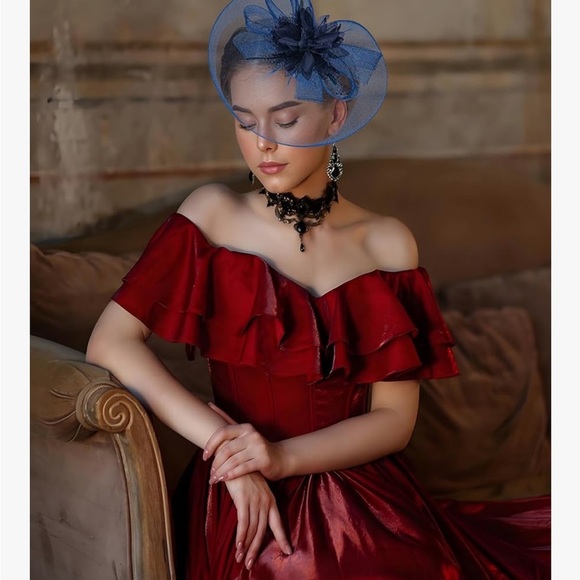 New Elegant Navy Blue Fascinator Hat - Picture 3 of 6